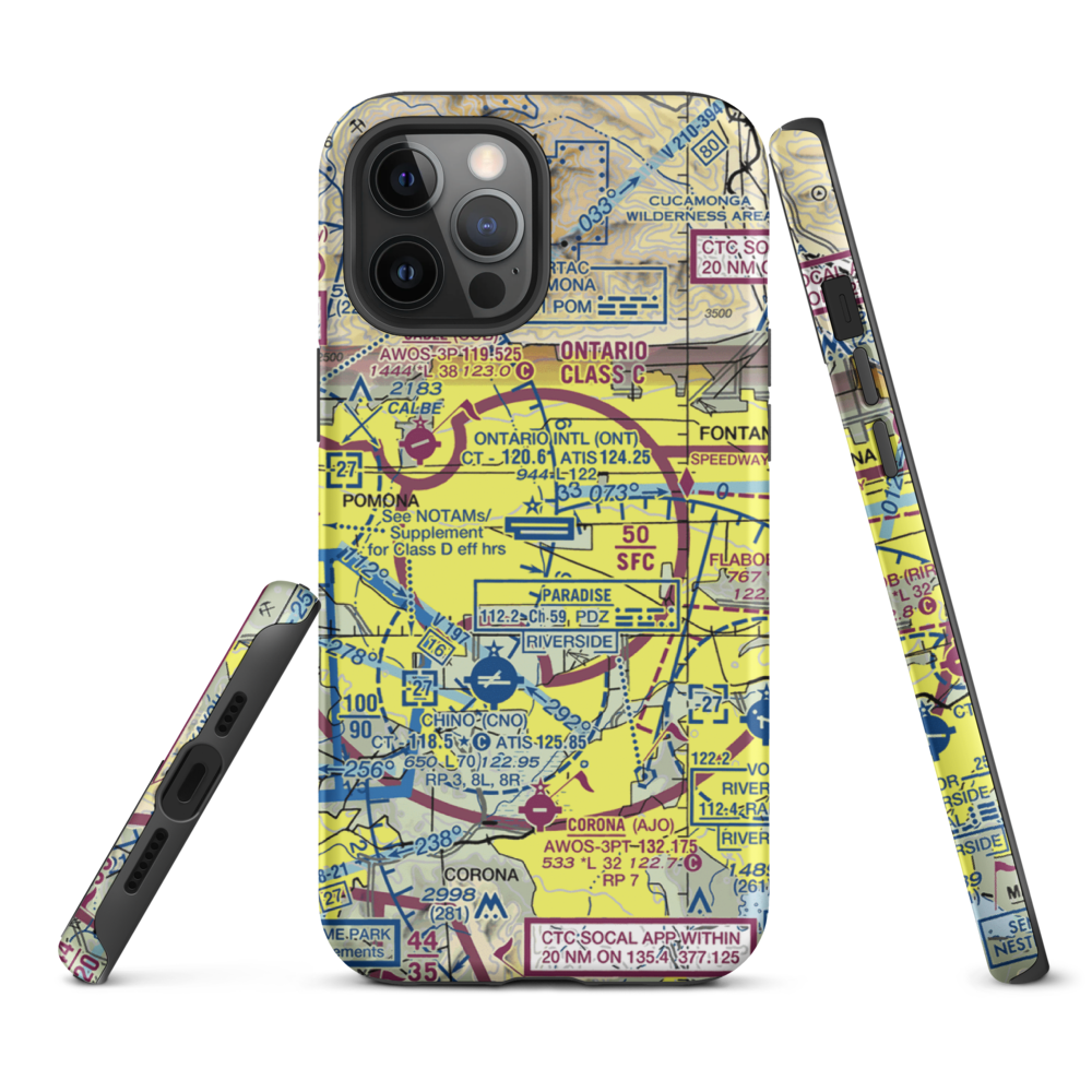 Ontario International Airport (ONT) VFR Sectional  Tough iPhone Case iPhone 12 Pro Max model shown