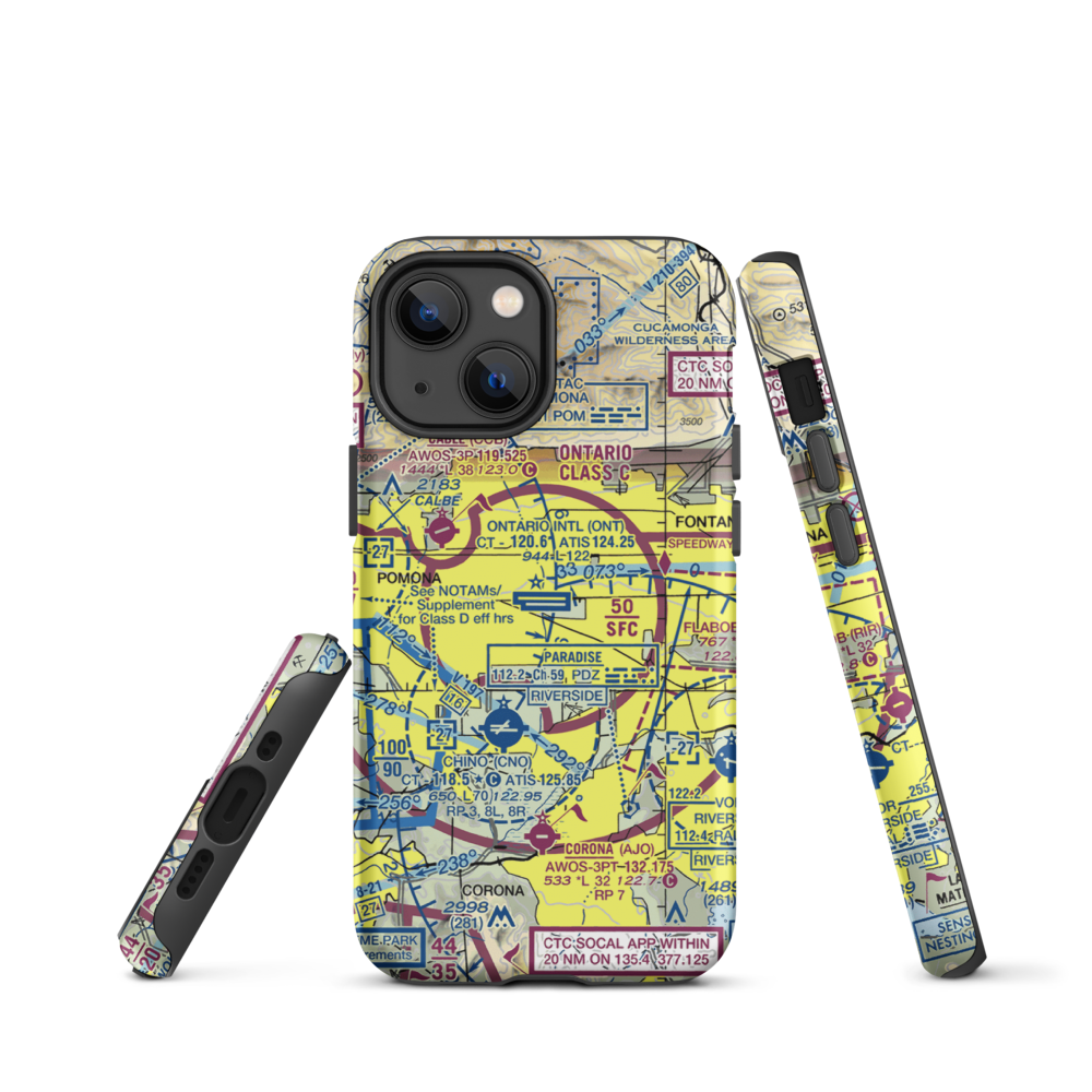 Ontario International Airport (ONT) VFR Sectional  Tough iPhone Case iPhone 13 mini model shown