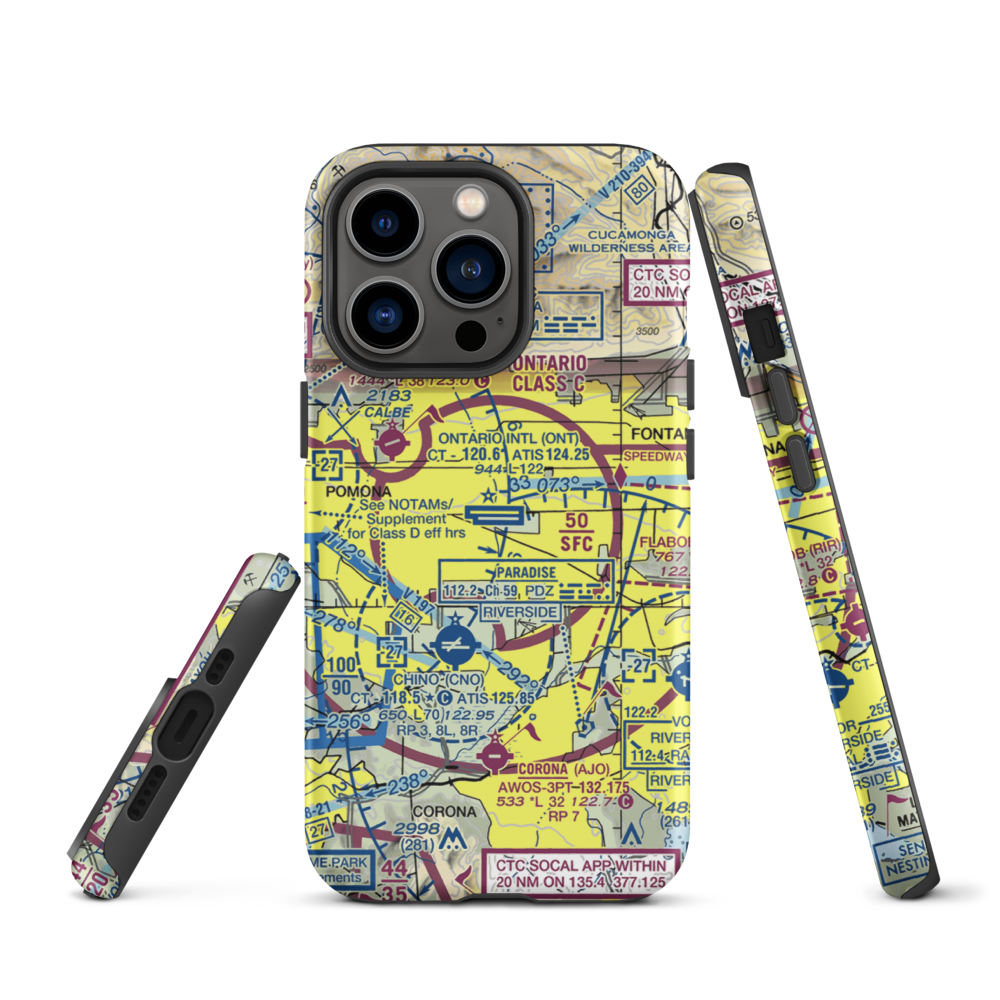 Ontario International Airport (ONT) VFR Sectional  Tough iPhone Case iPhone 13 Pro model shown
