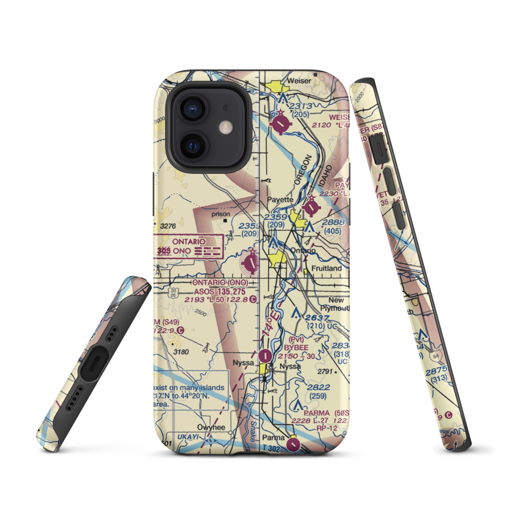 Ontario Municipal Airport (ONO) VFR Sectional  Tough iPhone Case iPhone 12 model shown