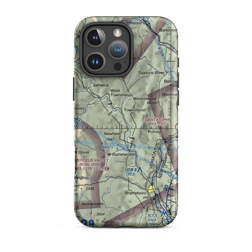 Onyon Airport (VT43) VFR Sectional  Tough iPhone Case iPhone 16 Pro Max model shown