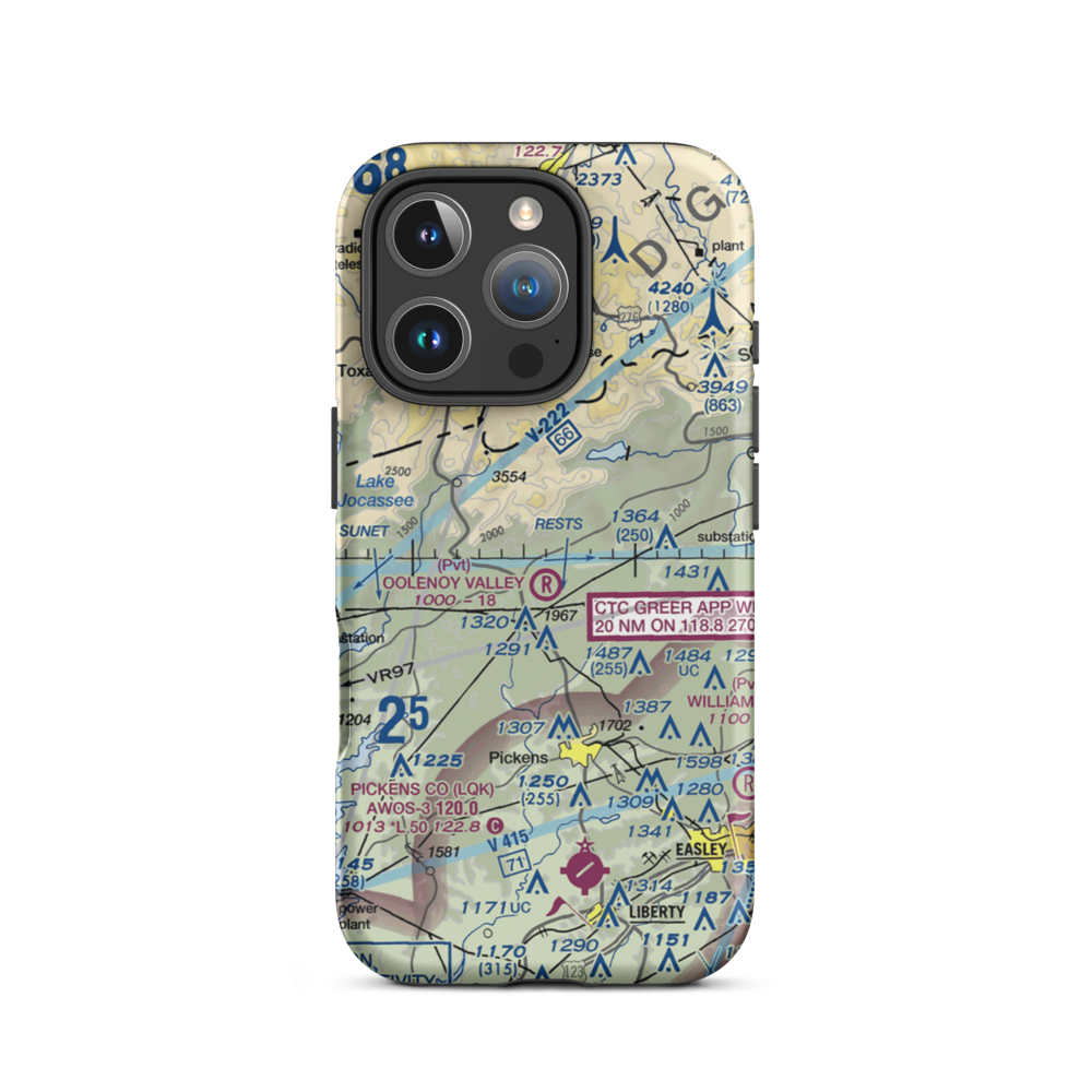 Oolenoy Valley Airport (SC75) VFR Sectional  Tough iPhone Case iPhone 16 Pro model shown