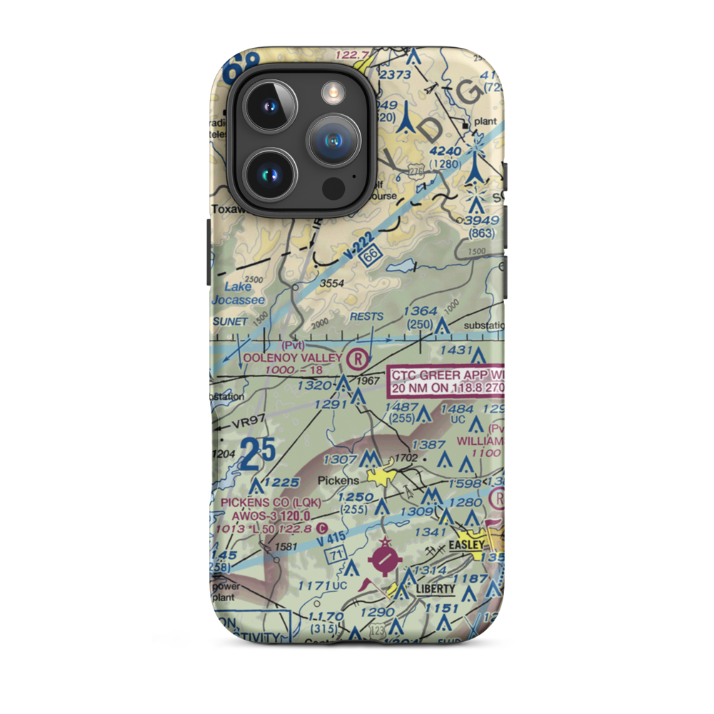 Oolenoy Valley Airport (SC75) VFR Sectional  Tough iPhone Case iPhone 16 Pro Max model shown