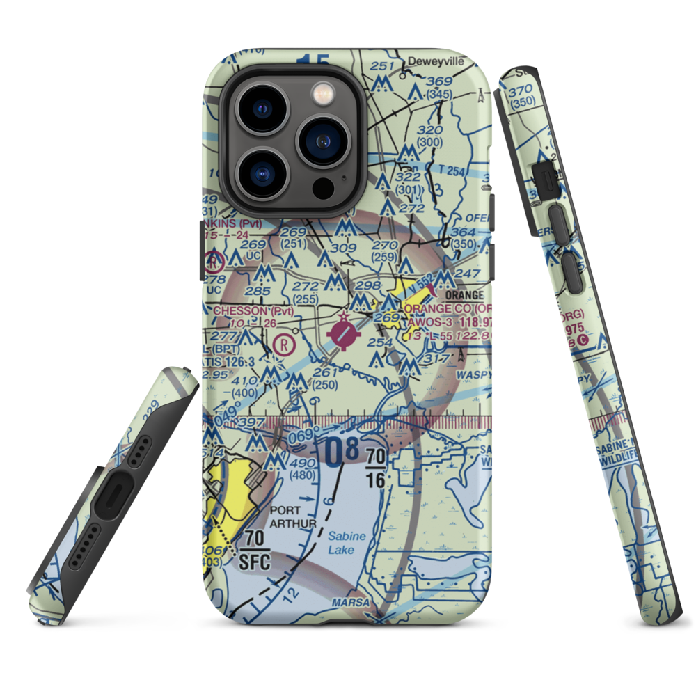 Orange County Airport (ORG) VFR Sectional  Tough iPhone Case iPhone 14 Pro Max model shown