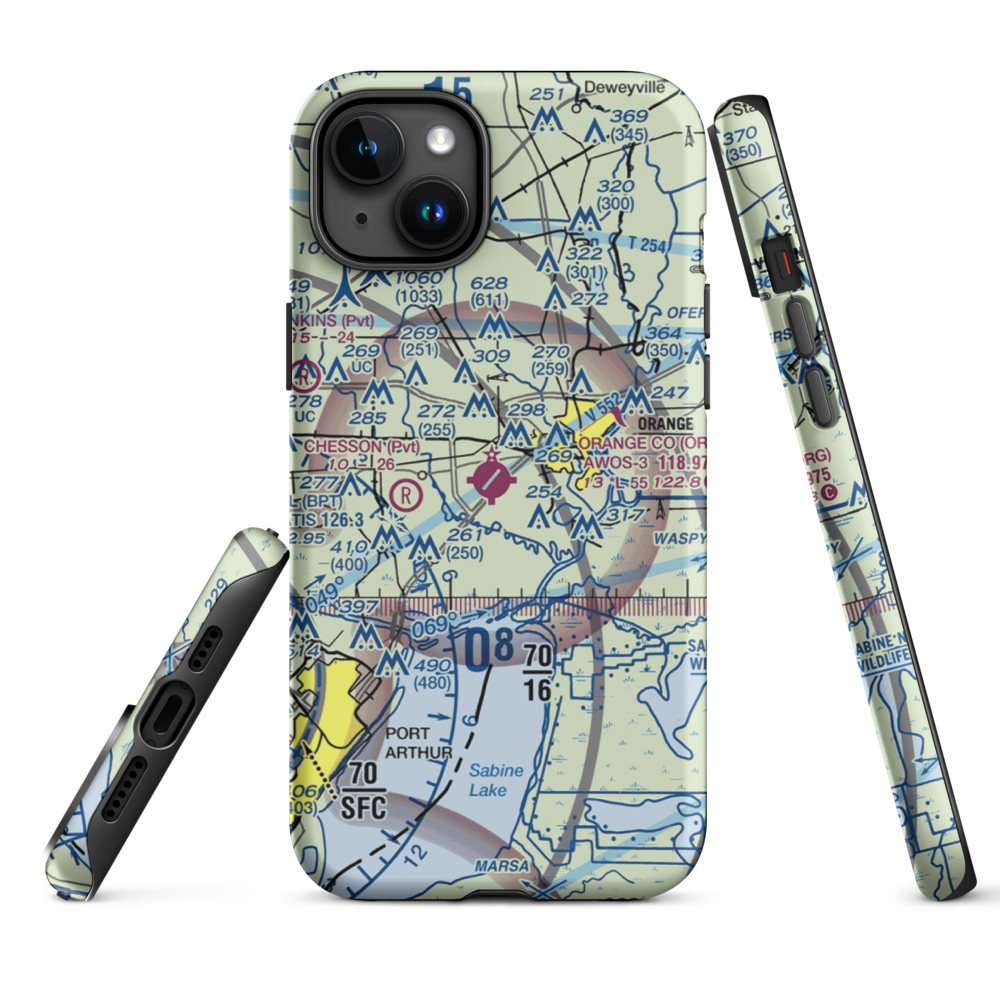 Orange County Airport (ORG) VFR Sectional  Tough iPhone Case iPhone 15 Plus model shown