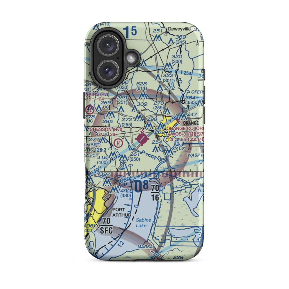 Orange County Airport (ORG) VFR Sectional  Tough iPhone Case iPhone 16 Plus model shown