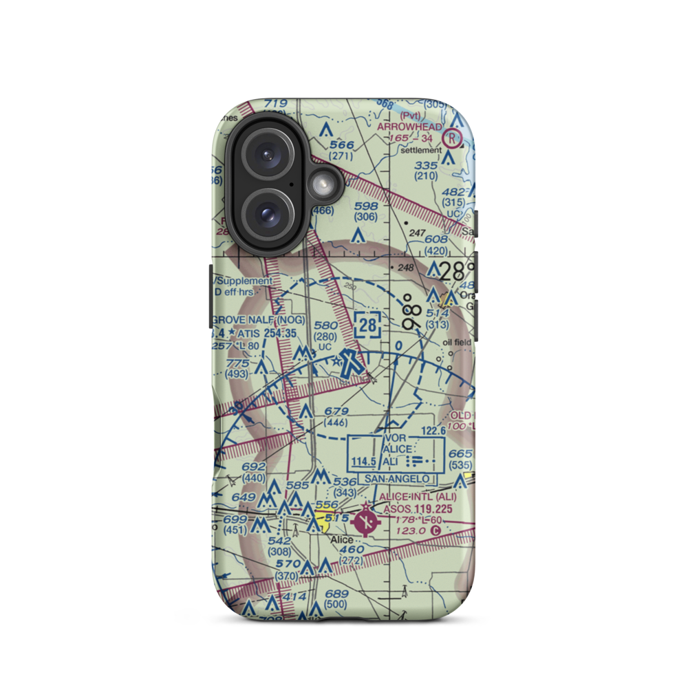 Orange Grove Naval Auxiliary Landing Field (NOG) VFR Sectional  Tough iPhone Case iPhone 16 model shown