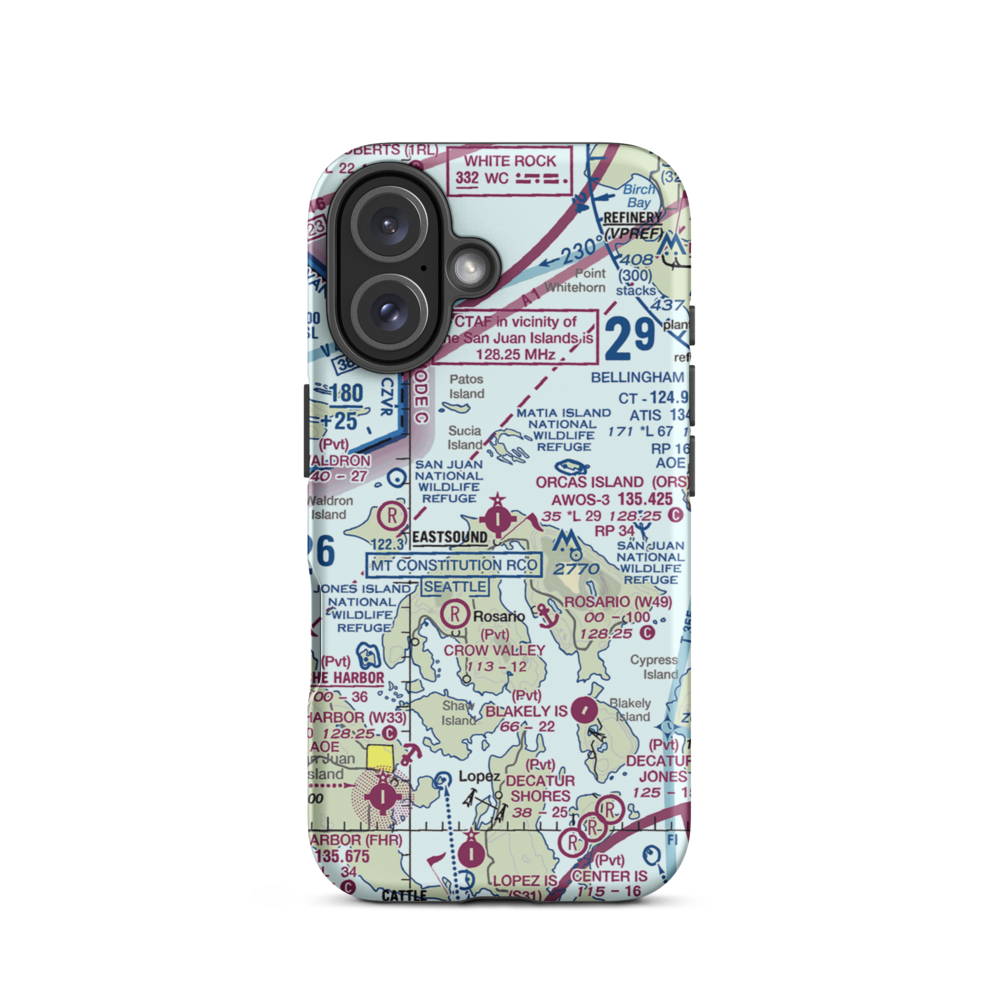 Orcas Island Airport (ORS) VFR Sectional  Tough iPhone Case iPhone 16 model shown
