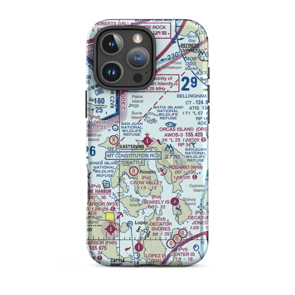 Orcas Island Airport (ORS) VFR Sectional  Tough iPhone Case iPhone 16 Pro Max model shown