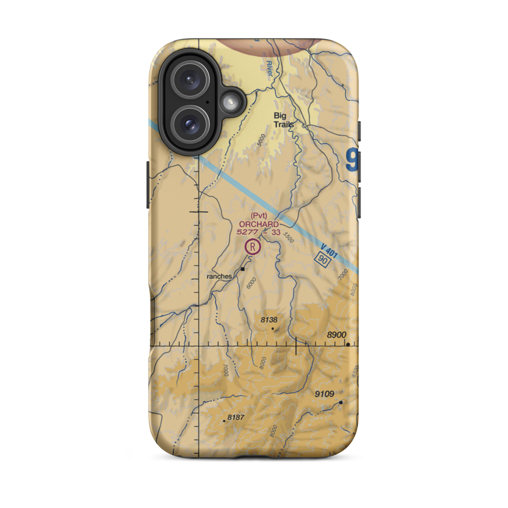 Orchard Ranch Airport (WY38) VFR Sectional  Tough iPhone Case iPhone 16 Plus model shown