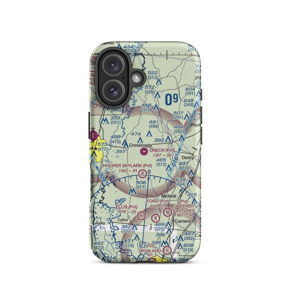 Oreck Airport (MS88) VFR Sectional  Tough iPhone Case iPhone 16 model shown
