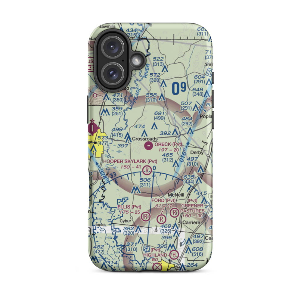 Oreck Airport (MS88) VFR Sectional  Tough iPhone Case iPhone 16 Plus model shown
