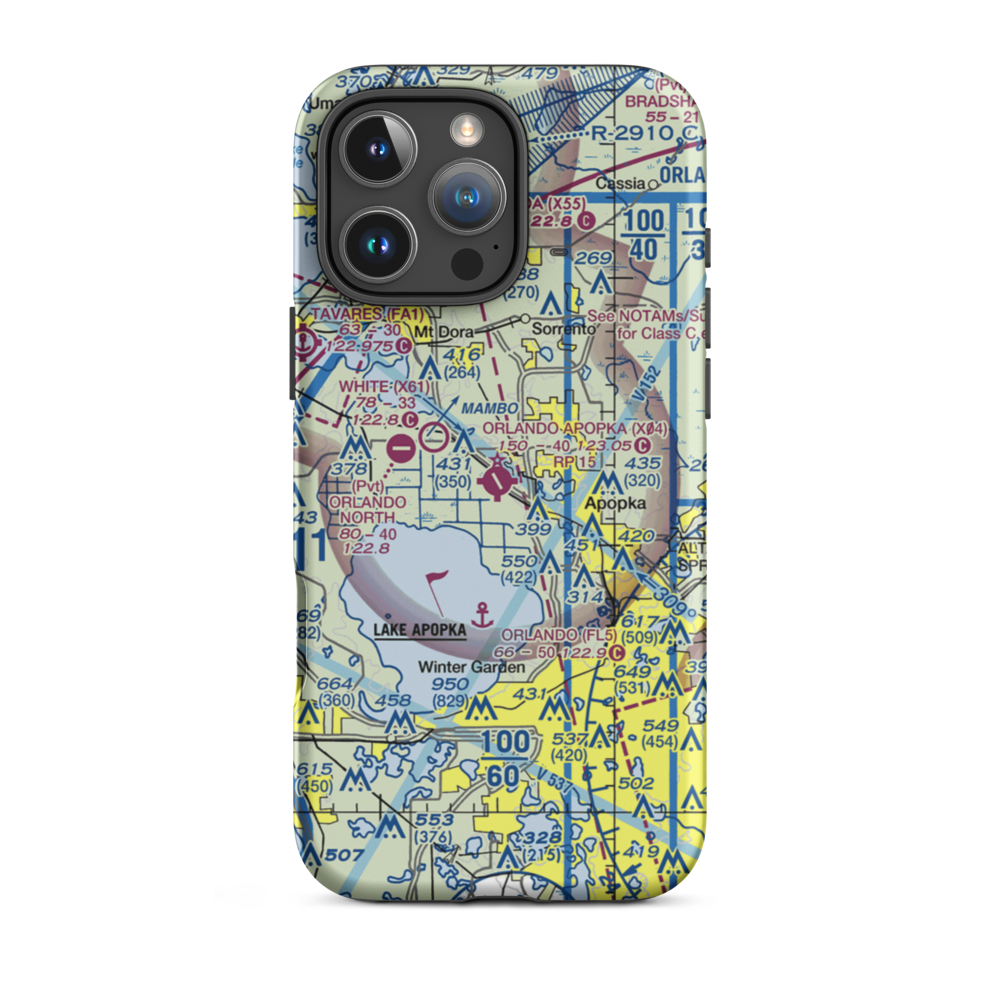Orlando Apopka Airport (X04) VFR Sectional  Tough iPhone Case iPhone 16 Pro Max model shown