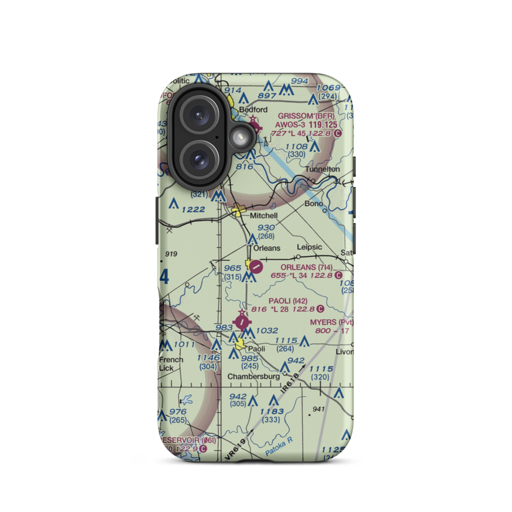 Orleans Airport (7I4) VFR Sectional  Tough iPhone Case iPhone 16 model shown