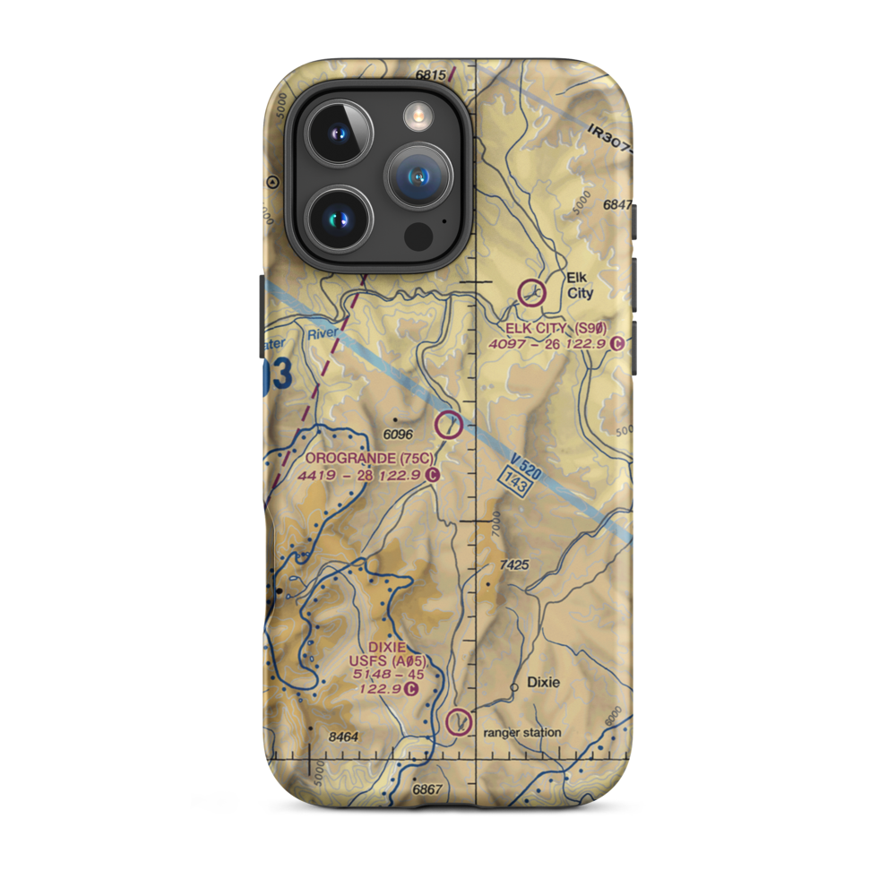 Orogrande Airport (75C) VFR Sectional  Tough iPhone Case iPhone 16 Pro Max model shown