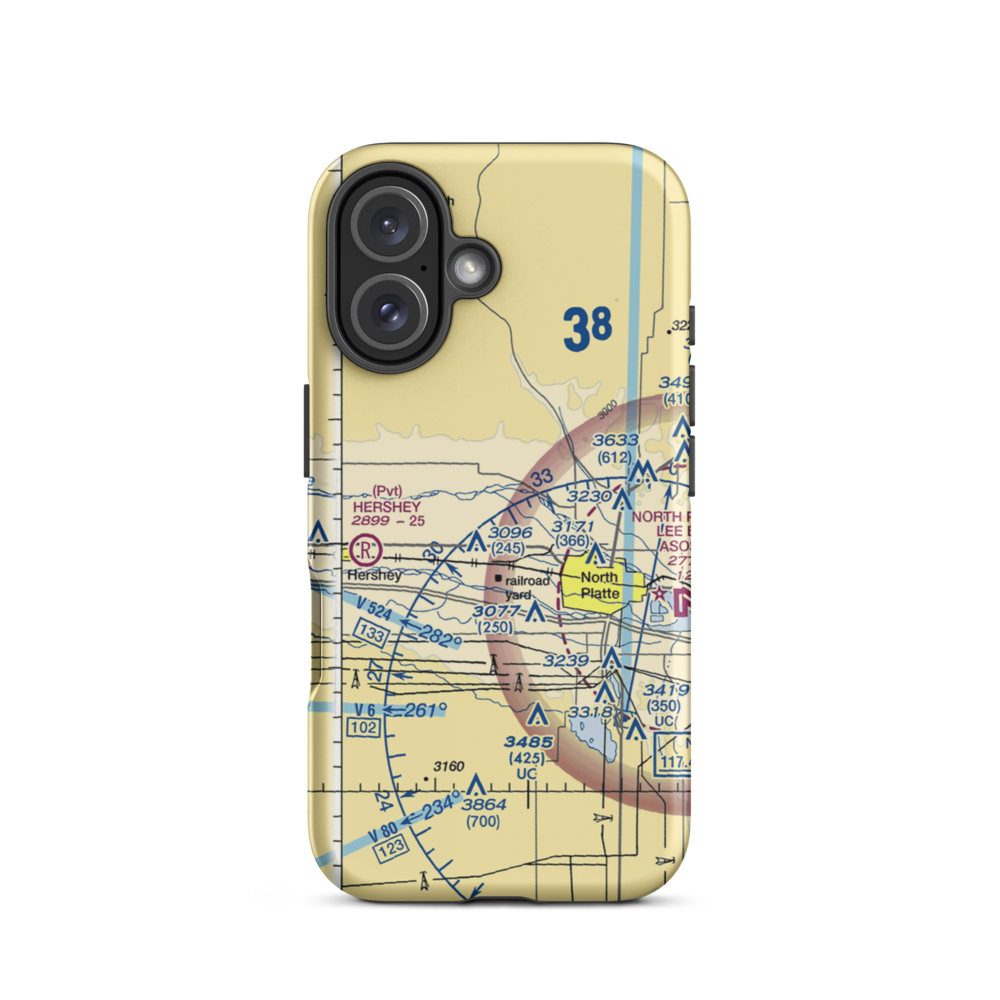 Orr Field (NE25) VFR Sectional  Tough iPhone Case iPhone 16 model shown