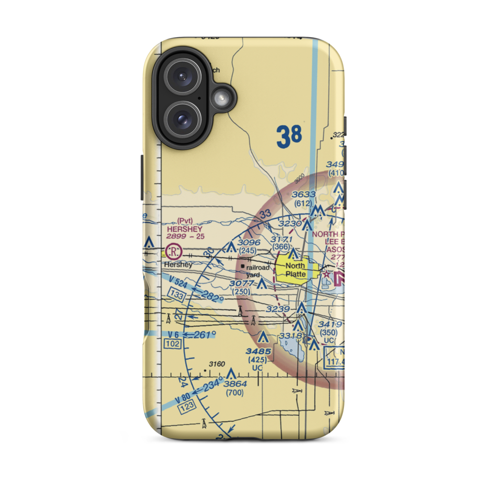 Orr Field (NE25) VFR Sectional  Tough iPhone Case iPhone 16 Plus model shown