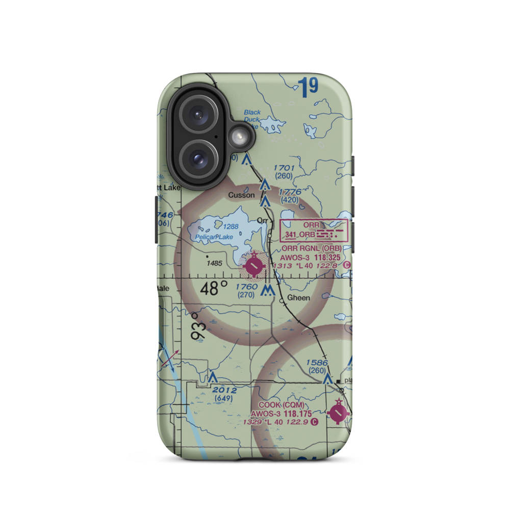 Orr Regional Airport (ORB) VFR Sectional  Tough iPhone Case iPhone 16 model shown