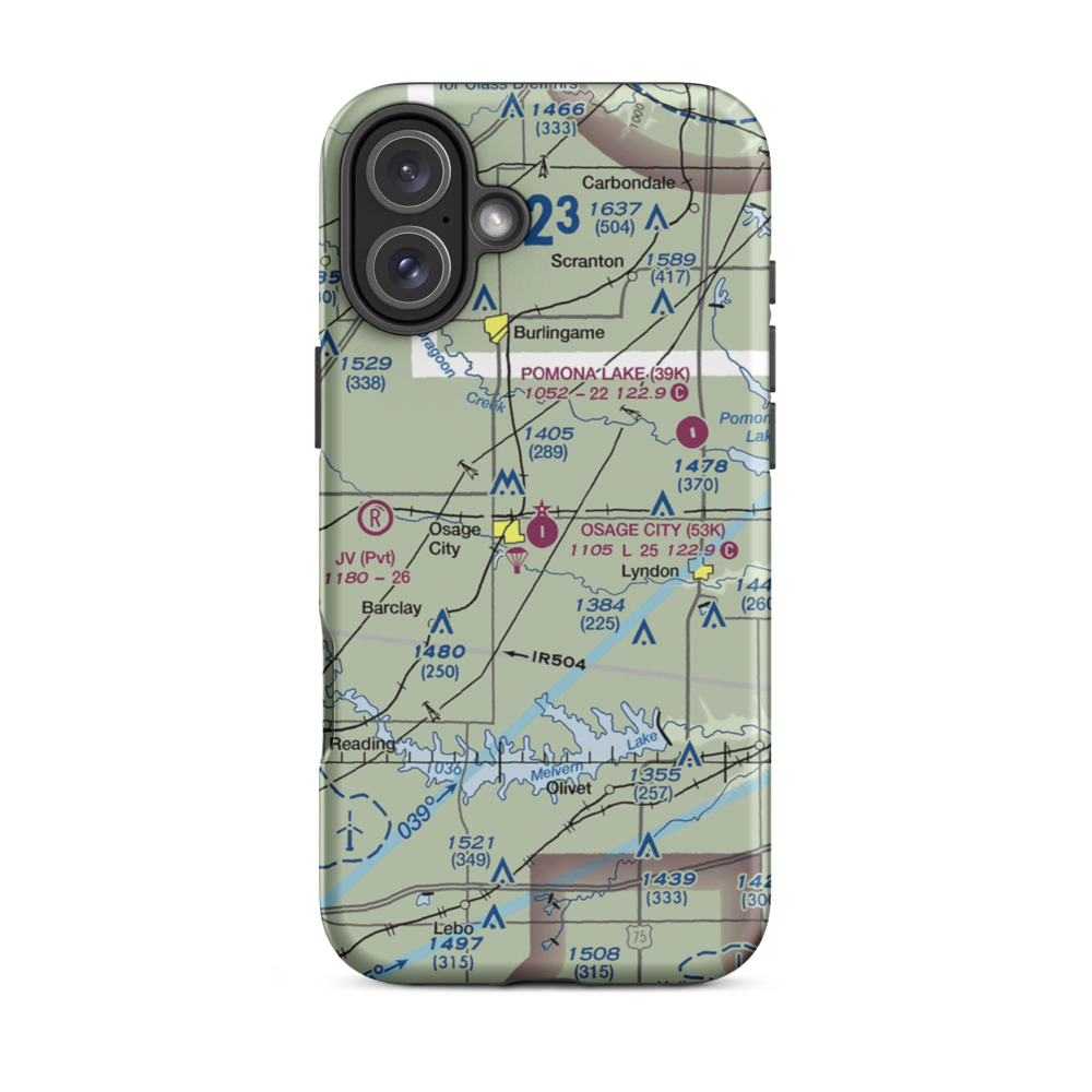 Osage City Municipal Airport (53K) VFR Sectional  Tough iPhone Case iPhone 16 Plus model shown