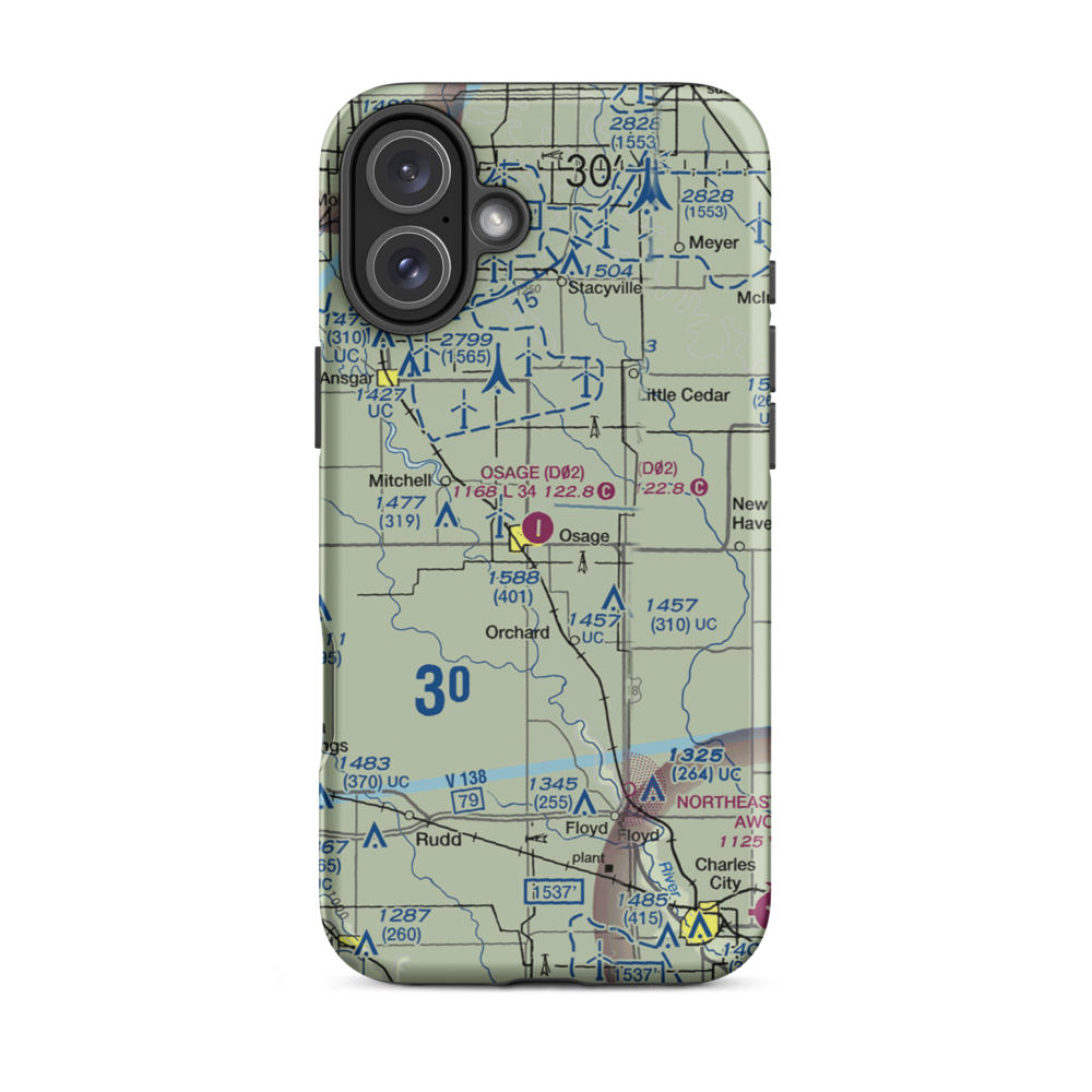 Osage Municipal Airport (D02) VFR Sectional  Tough iPhone Case iPhone 16 Plus model shown