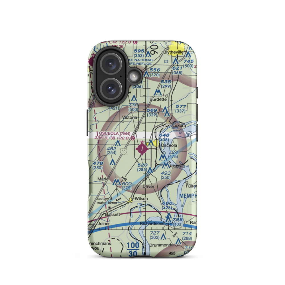 Osceola Municipal Airport (7M4) VFR Sectional  Tough iPhone Case iPhone 16 model shown