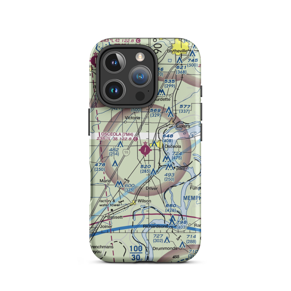 Osceola Municipal Airport (7M4) VFR Sectional  Tough iPhone Case iPhone 16 Pro model shown