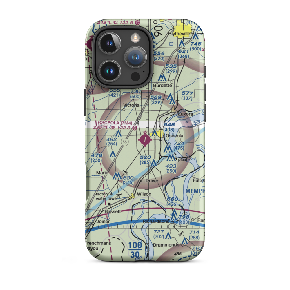 Osceola Municipal Airport (7M4) VFR Sectional  Tough iPhone Case iPhone 16 Pro Max model shown