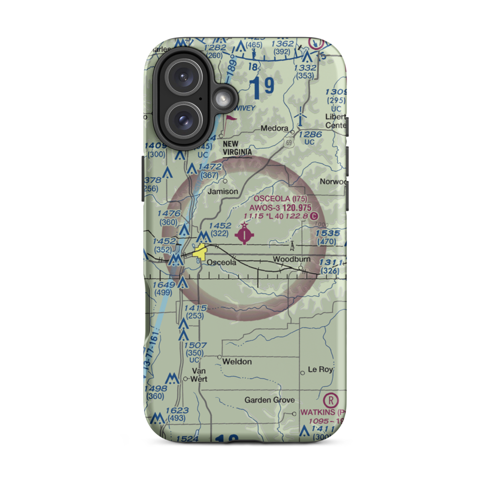 Osceola Municipal Airport (I75) VFR Sectional  Tough iPhone Case iPhone 16 Plus model shown