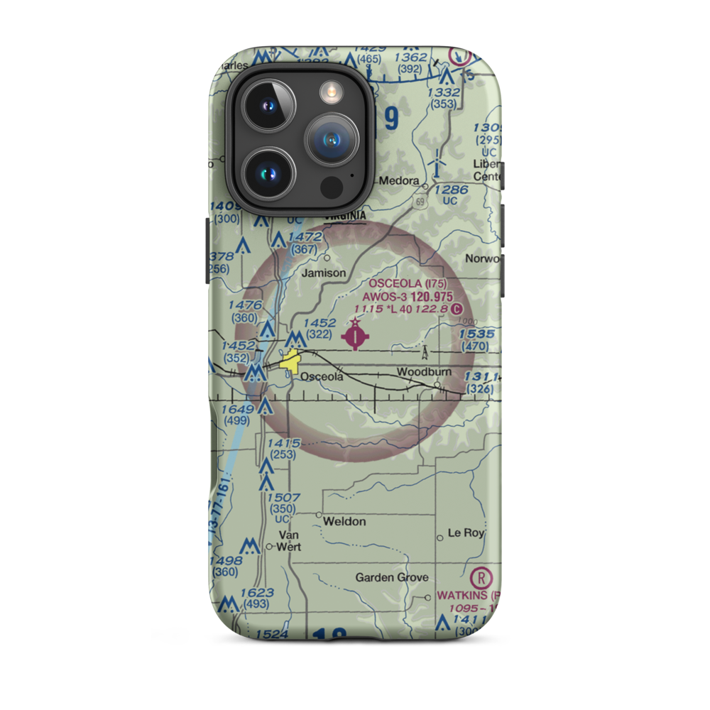 Osceola Municipal Airport (I75) VFR Sectional  Tough iPhone Case iPhone 16 Pro Max model shown