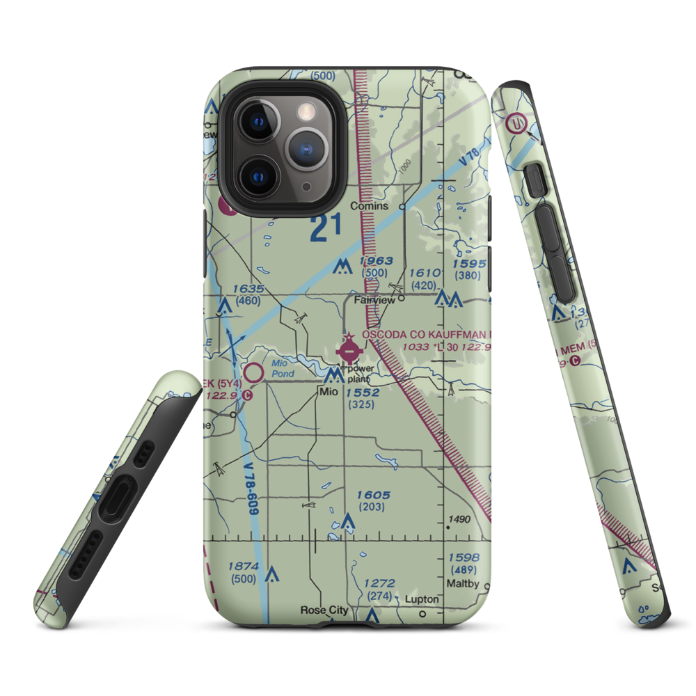 Oscoda County Airport (51M) VFR Sectional  Tough iPhone Case iPhone 11 Pro model shown
