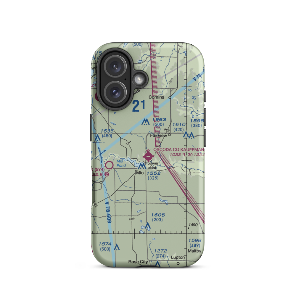Oscoda County Airport (51M) VFR Sectional  Tough iPhone Case iPhone 16 model shown