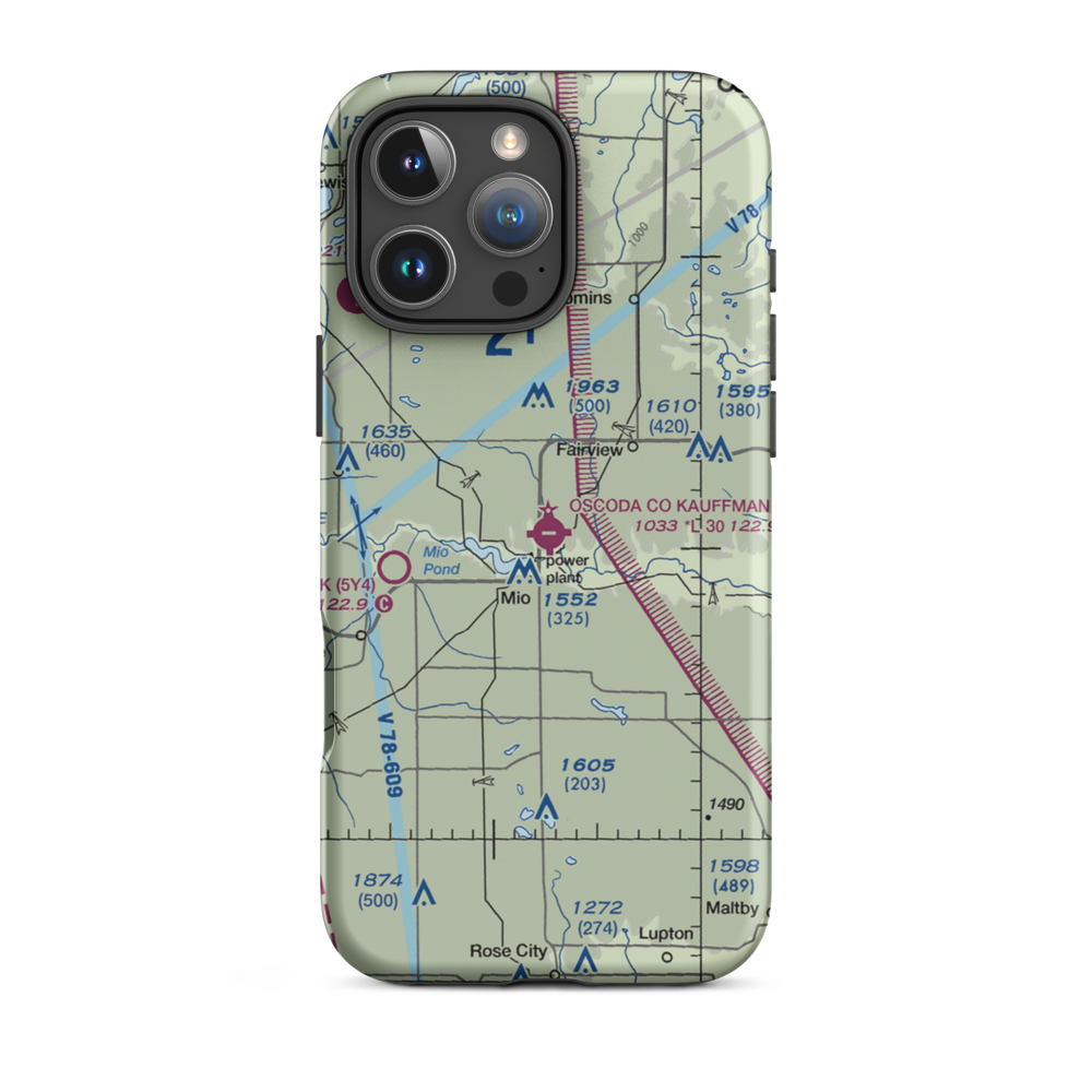 Oscoda County Airport (51M) VFR Sectional  Tough iPhone Case iPhone 16 Pro Max model shown