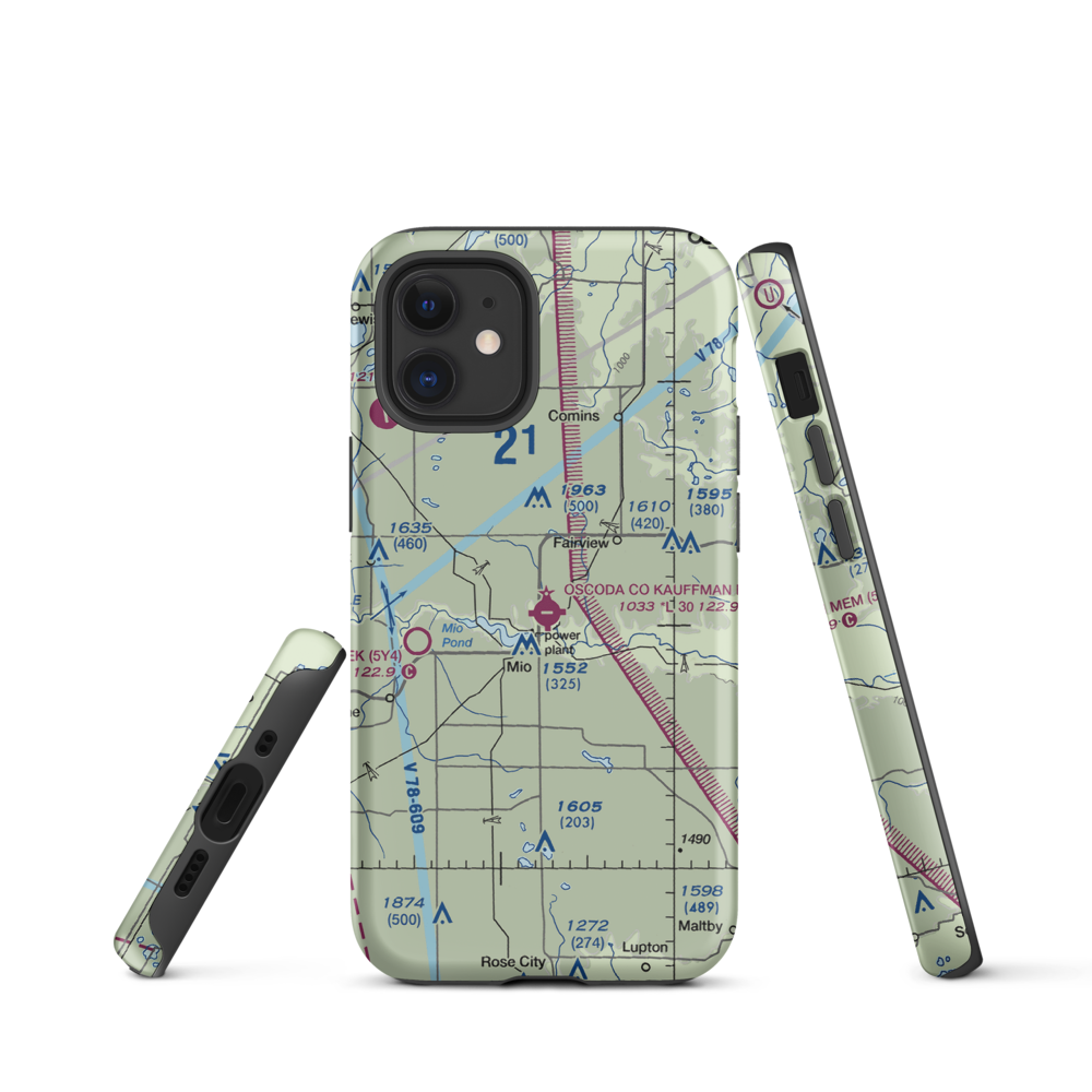 Oscoda County Airport (51M) VFR Sectional  Tough iPhone Case iPhone 12 mini model shown