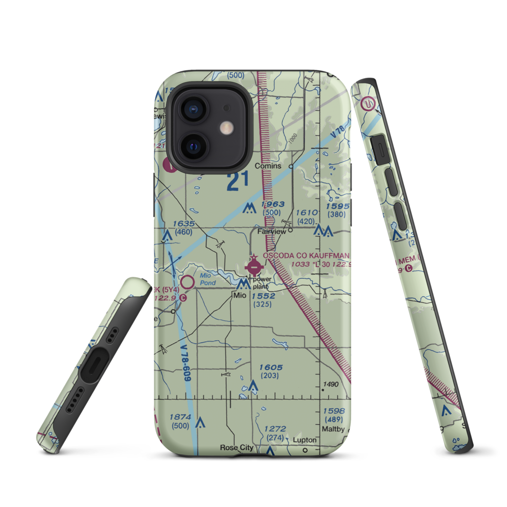 Oscoda County Airport (51M) VFR Sectional  Tough iPhone Case iPhone 12 model shown