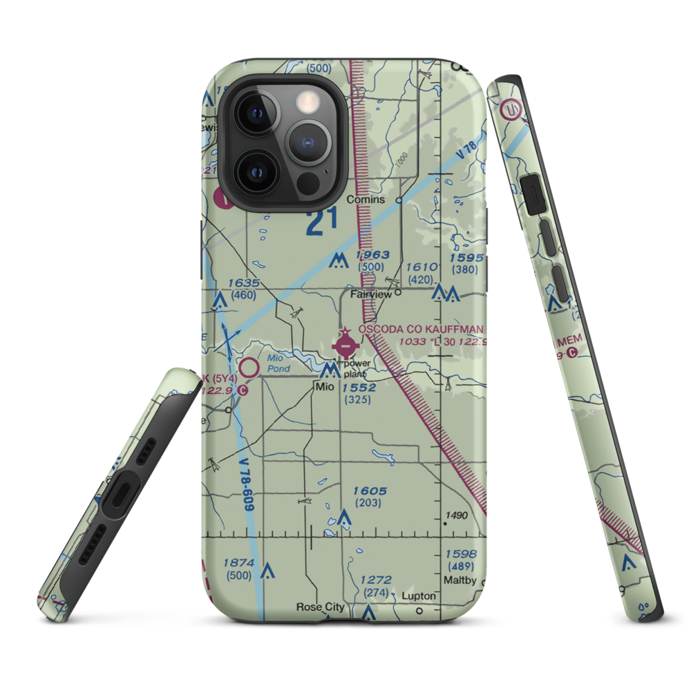 Oscoda County Airport (51M) VFR Sectional  Tough iPhone Case iPhone 12 Pro Max model shown