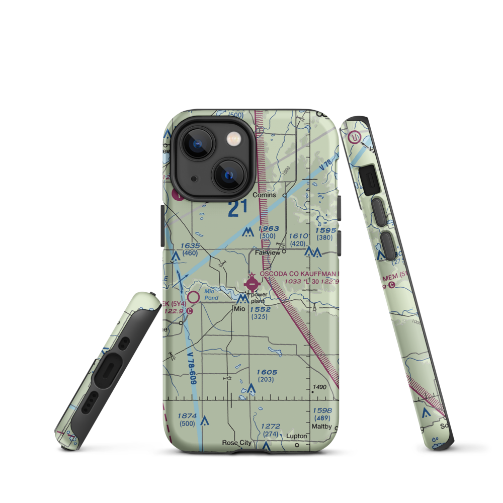 Oscoda County Airport (51M) VFR Sectional  Tough iPhone Case iPhone 13 mini model shown