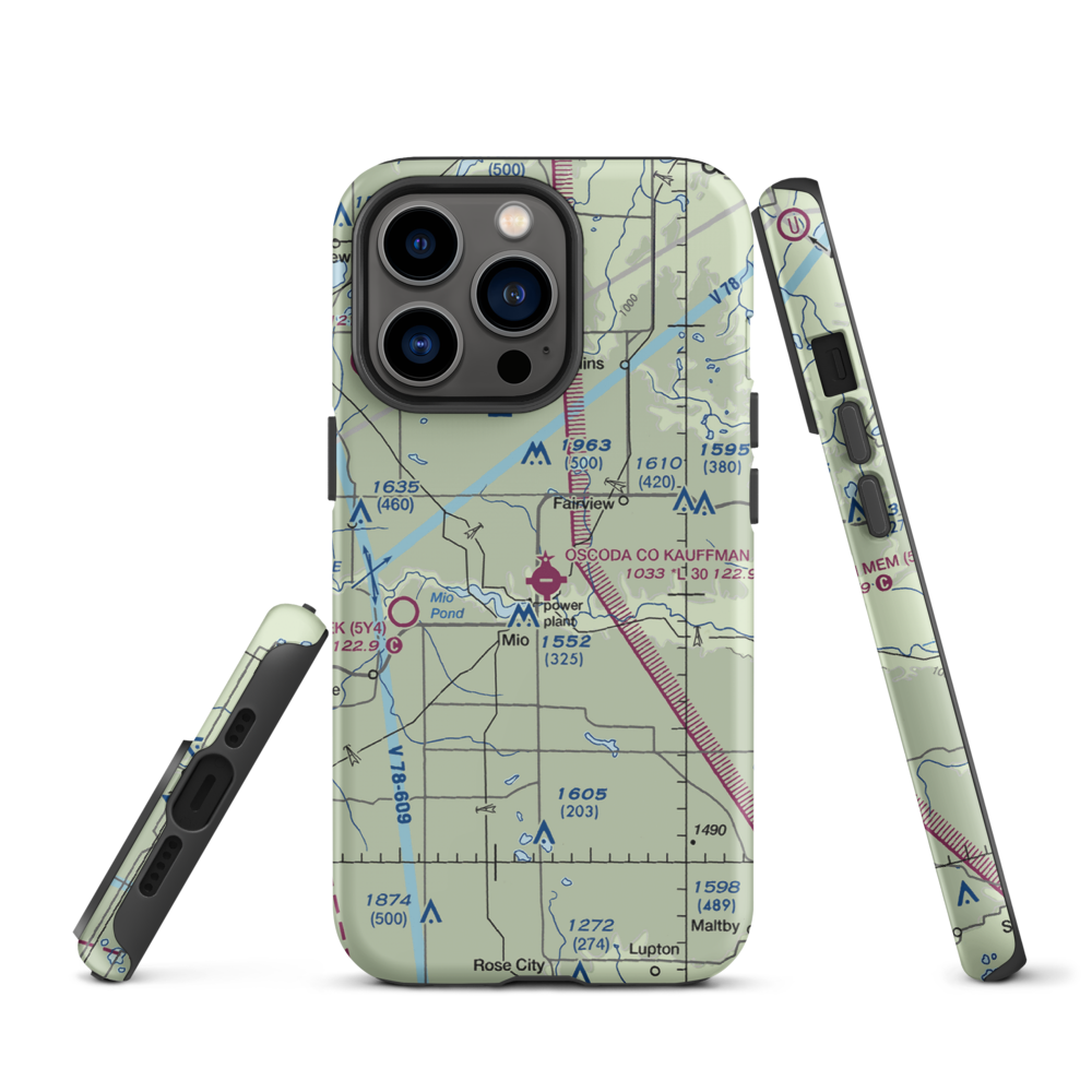 Oscoda County Airport (51M) VFR Sectional  Tough iPhone Case iPhone 13 Pro model shown
