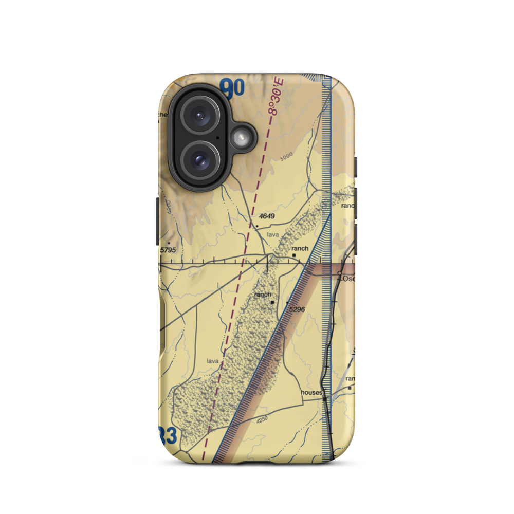 Oscura Army Air Field Aux Airport (80E) VFR Sectional  Tough iPhone Case iPhone 16 model shown