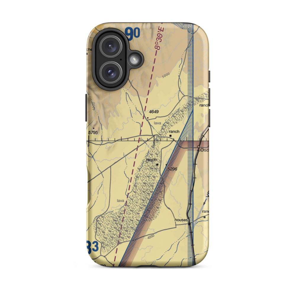 Oscura Army Air Field Aux Airport (80E) VFR Sectional  Tough iPhone Case iPhone 16 Plus model shown