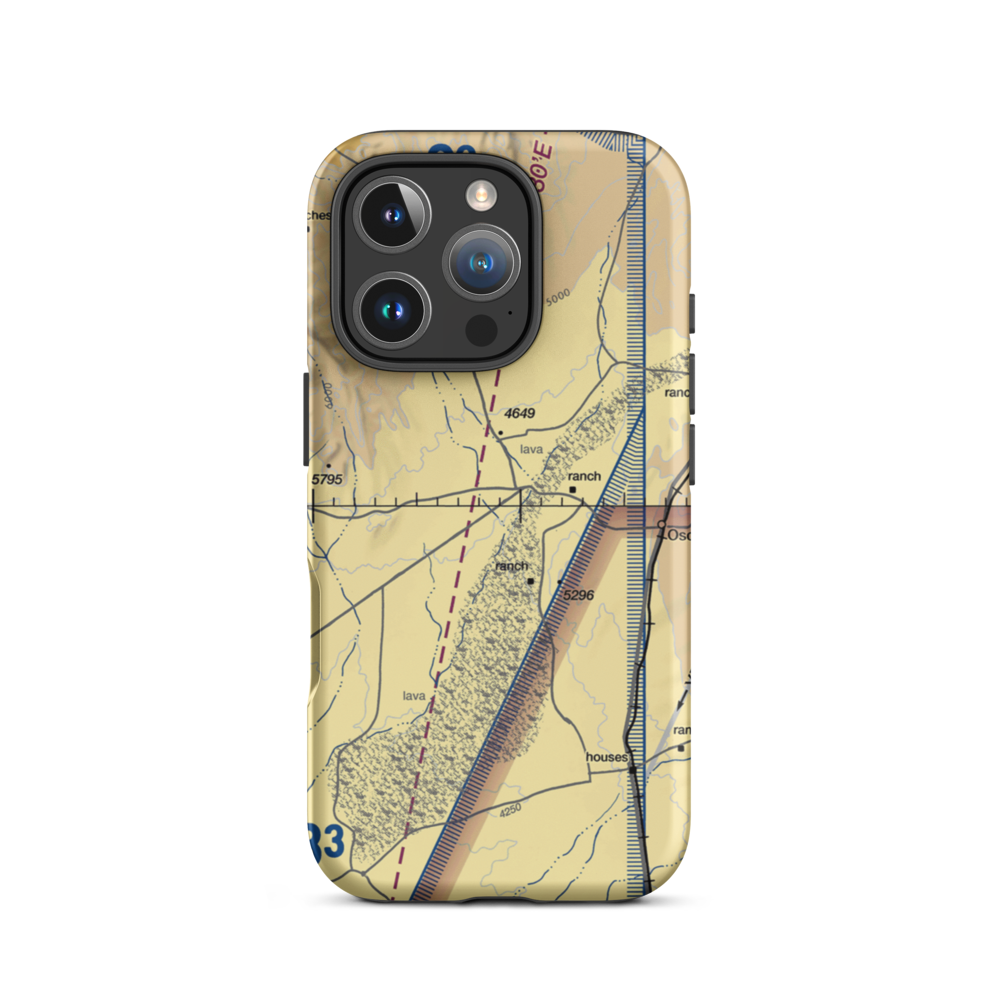Oscura Army Air Field Aux Airport (80E) VFR Sectional  Tough iPhone Case iPhone 16 Pro model shown