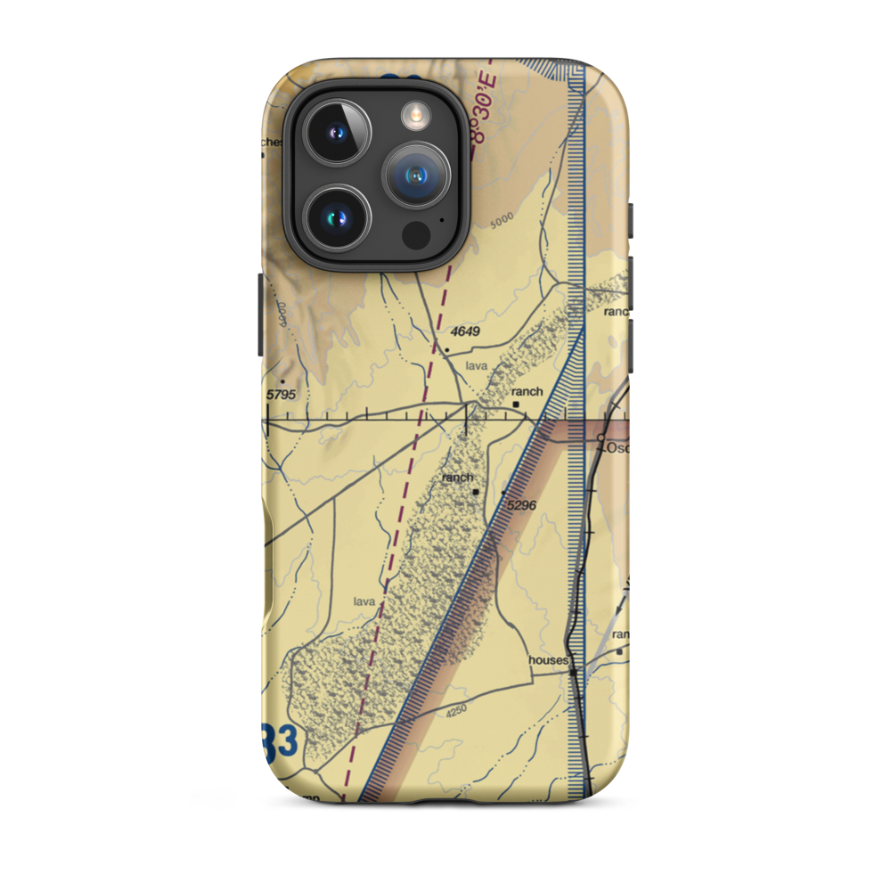 Oscura Army Air Field Aux Airport (80E) VFR Sectional  Tough iPhone Case iPhone 16 Pro Max model shown