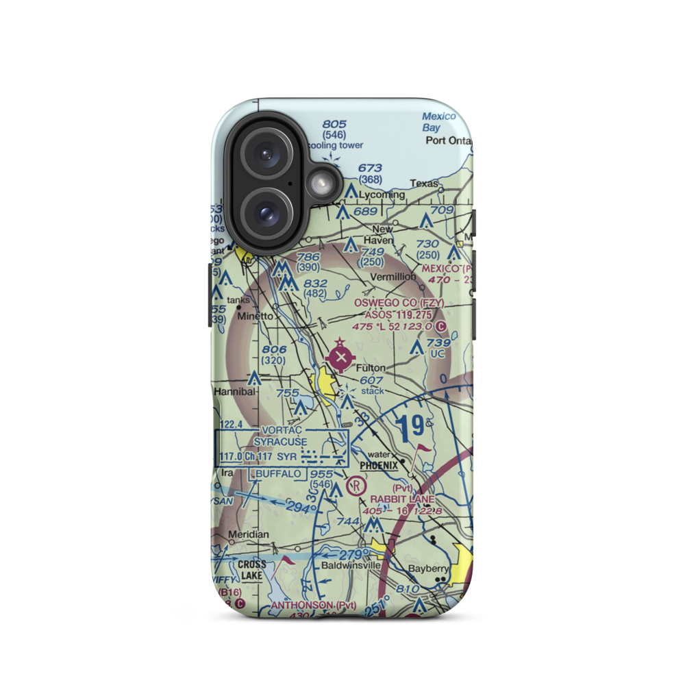 Oswego County Airport (FZY) VFR Sectional  Tough iPhone Case iPhone 16 model shown