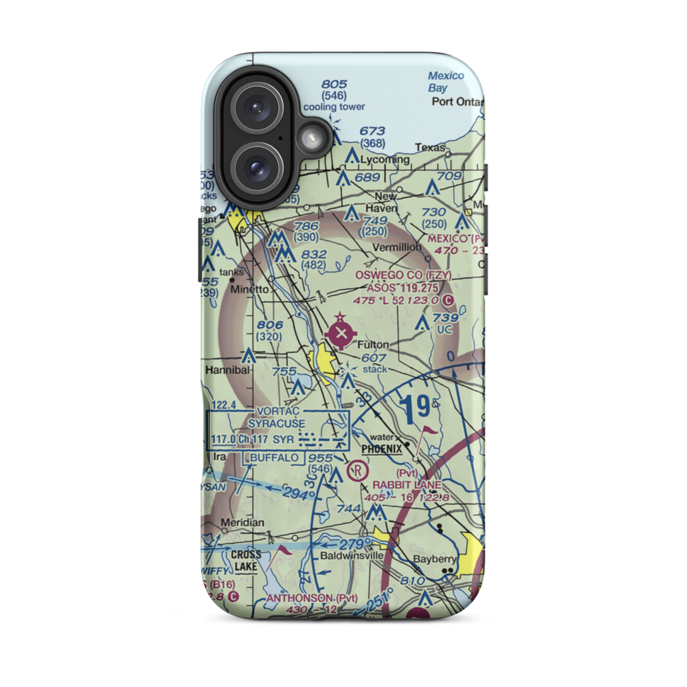 Oswego County Airport (FZY) VFR Sectional  Tough iPhone Case iPhone 16 Plus model shown