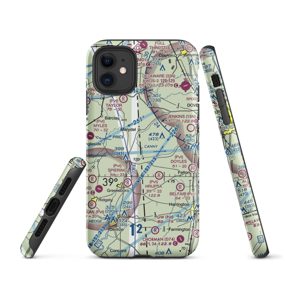 Our Domain Airport (7MD0) VFR Sectional  Tough iPhone Case iPhone 11 model shown