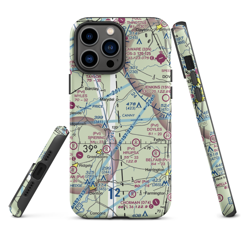 Our Domain Airport (7MD0) VFR Sectional  Tough iPhone Case iPhone 13 Pro Max model shown