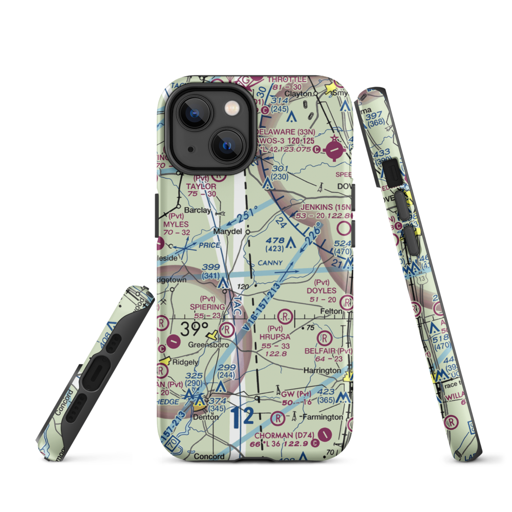 Our Domain Airport (7MD0) VFR Sectional  Tough iPhone Case iPhone 14 model shown