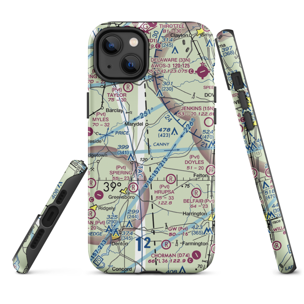 Our Domain Airport (7MD0) VFR Sectional  Tough iPhone Case iPhone 14 Plus model shown