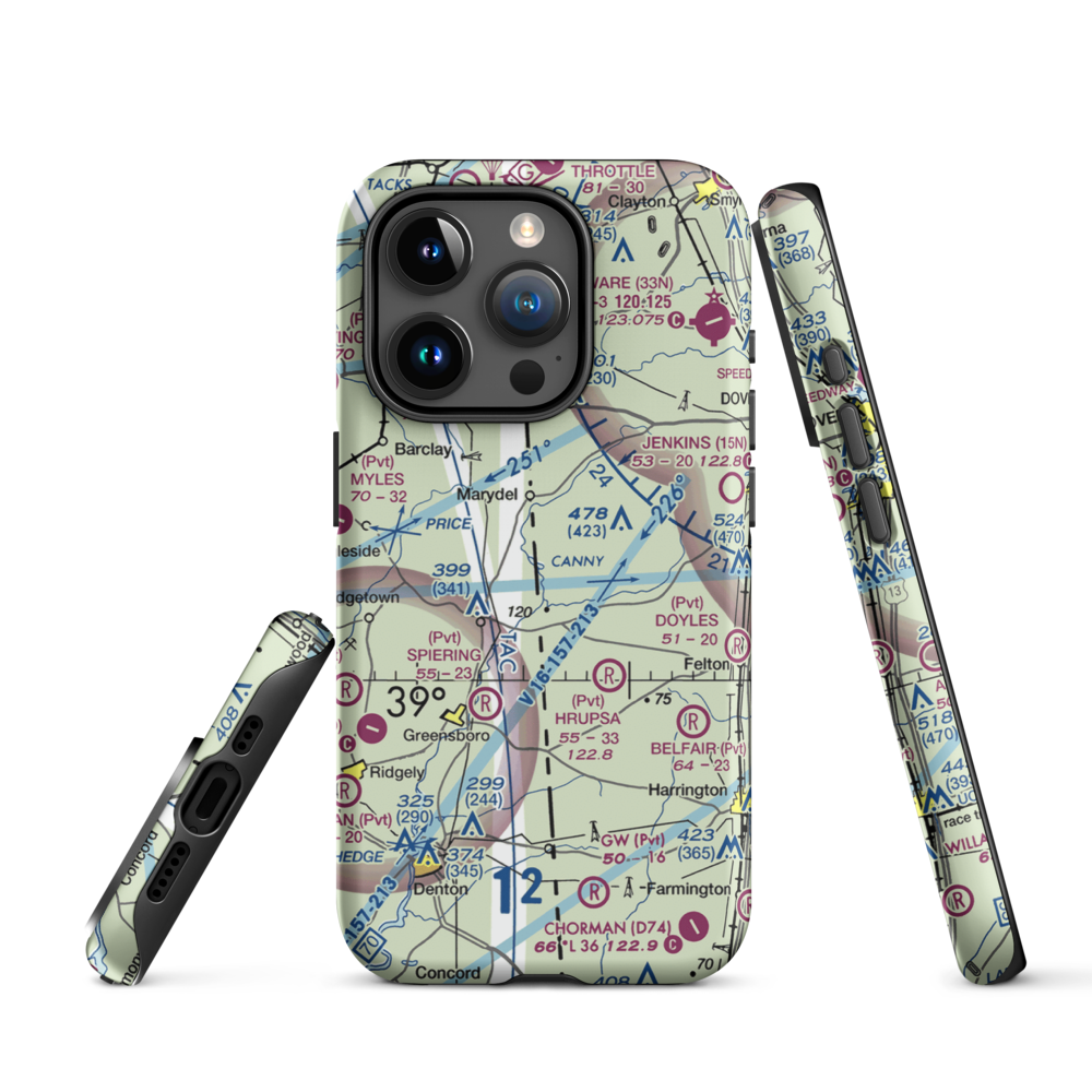 Our Domain Airport (7MD0) VFR Sectional  Tough iPhone Case iPhone 15 Pro model shown