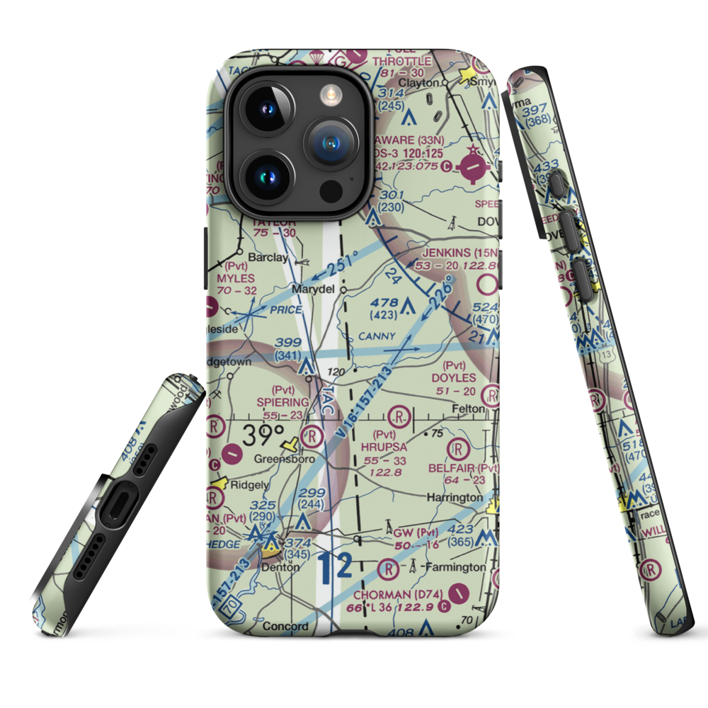 Our Domain Airport (7MD0) VFR Sectional  Tough iPhone Case iPhone 15 Pro Max model shown