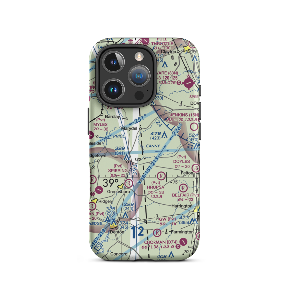 Our Domain Airport (7MD0) VFR Sectional  Tough iPhone Case iPhone 16 Pro model shown
